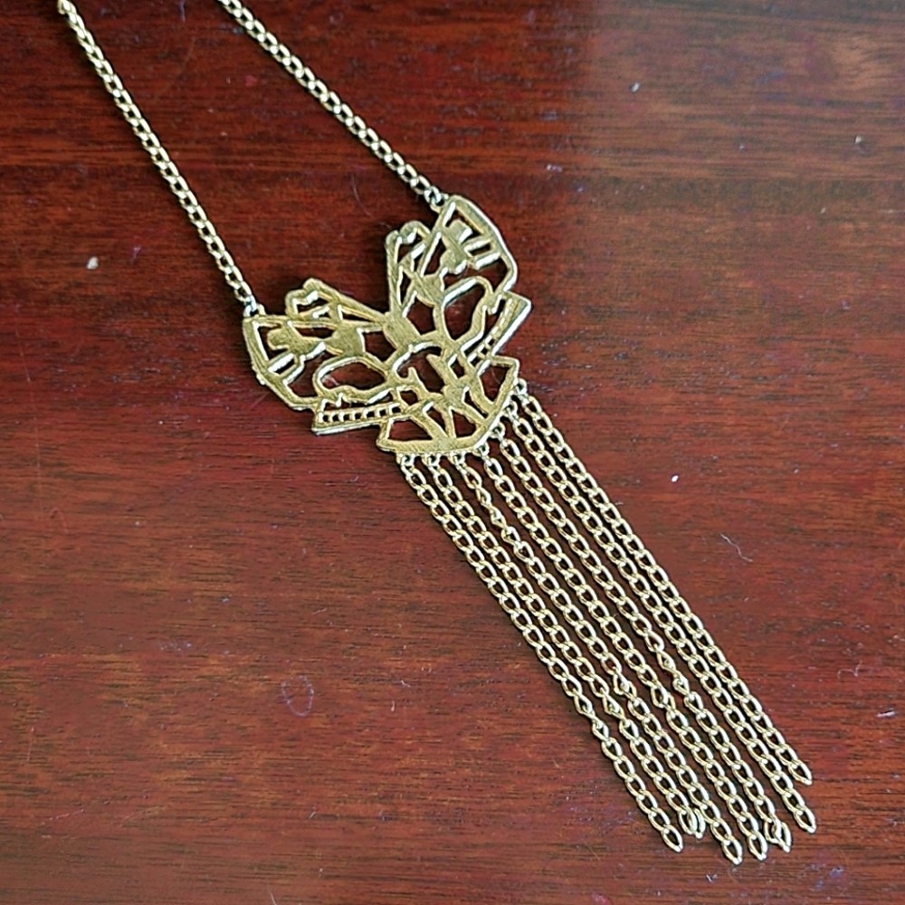 Vintage Butterfly Necklace with Tassels